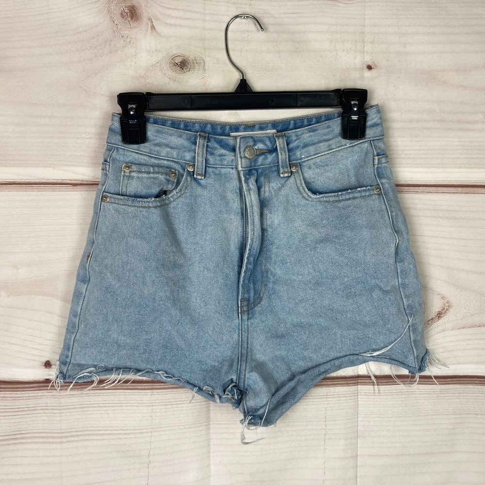 Glassons Short Women US 4 High Rise Denim Cut Off Jean Light Wash Stretch Pocket